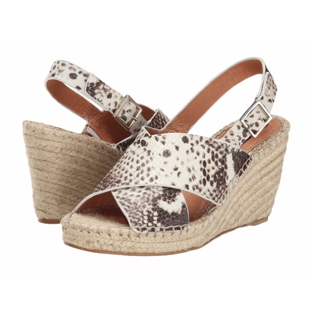 Steven Stelarr Black Tan Snake Print Neutral Espadrilles Wedge 9.5 Steve Madden